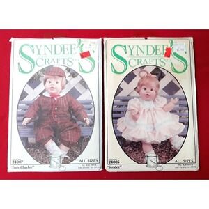 Syndee Crafts 2 lot doll sewing pattern Syndee Eton Charlee NEW Uncut 1991 vtg